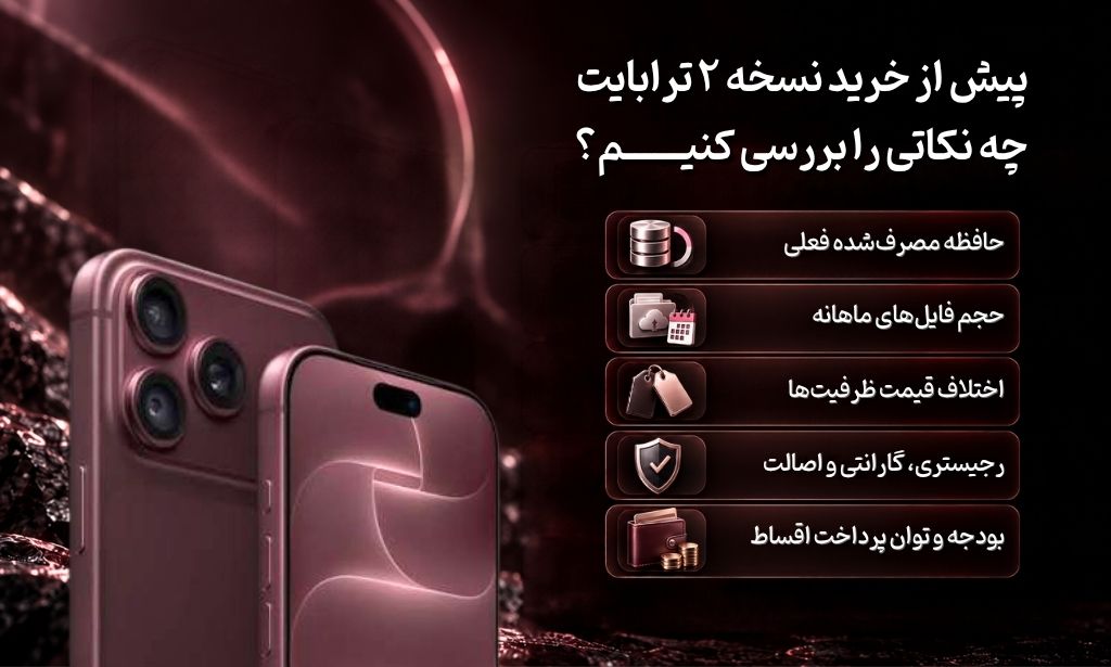 اینفوگرافی از پیش از خرید نسخه ۲ ترابایت چه نکاتی را بررسی کنیم؟